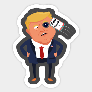 Cell phone thrown on trump Sticker